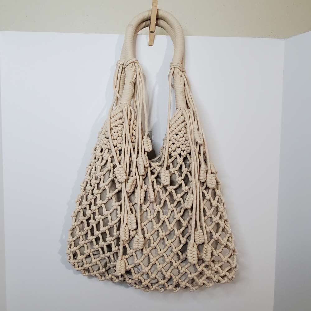MONSERAT DE LUCCA CORD BRAIDED NET LONG FRINGE BOH